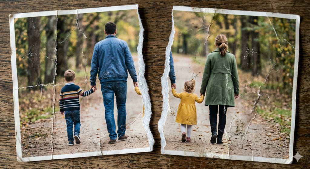 Photo de famille déchirée