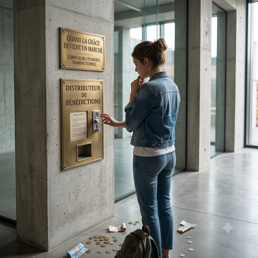 Jeune femme devant un distributeur automatique de bénédictions.